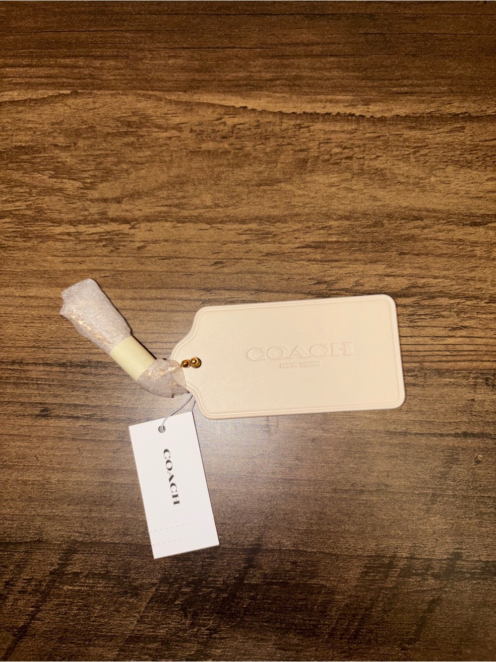 NWT Authentic Coach Large Leather Hangtag Bag Charm – Chalk Ivory